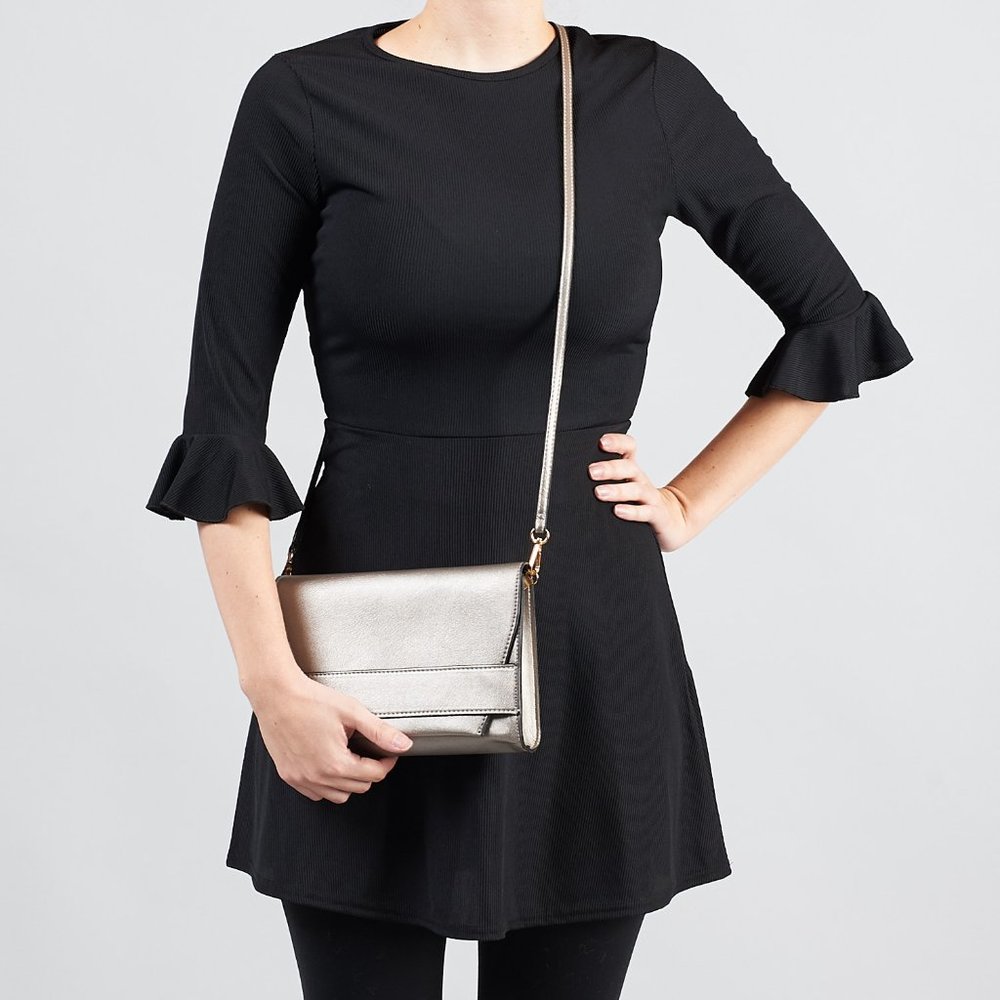 Summer & Rose Silver Steel Celine Crossbody Purse